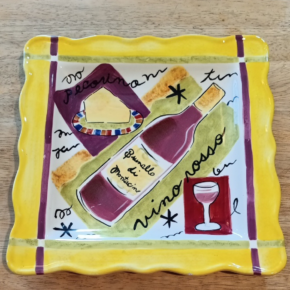 Certified International Yellow and Red Wine Ceramic Plate